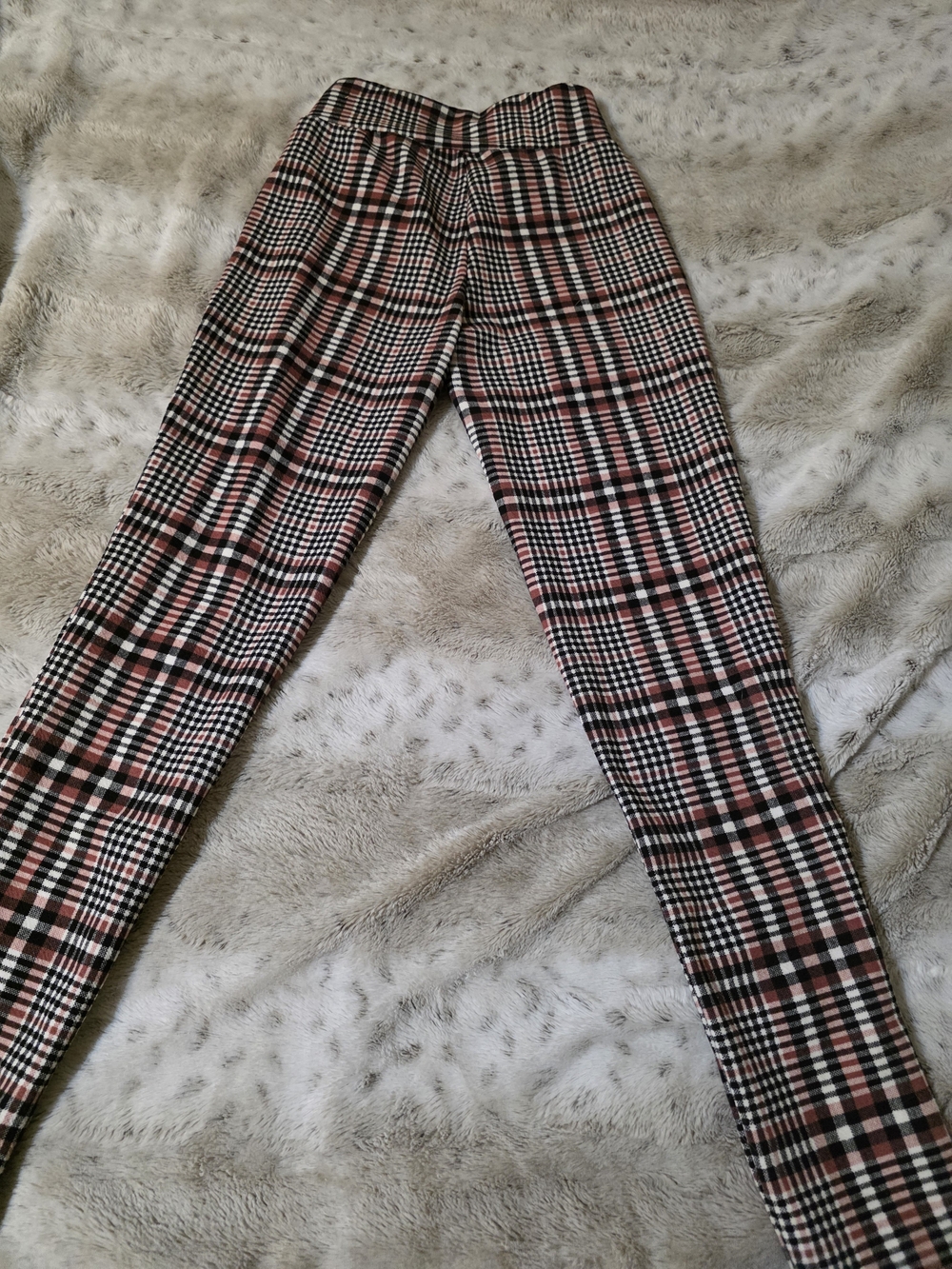 SHEIN Pink, Black & White Plaid Skinny Pants - Picture 2 of 3